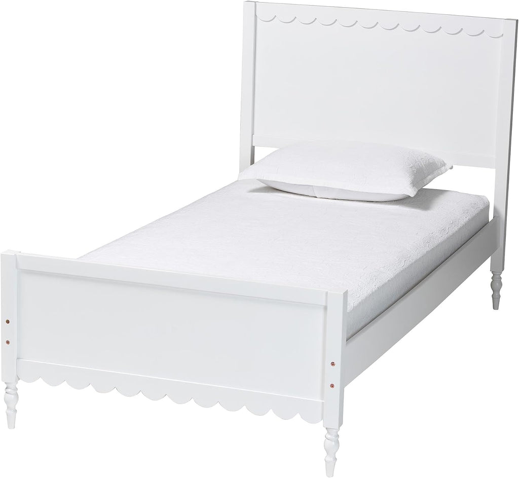 Baxton Studio Roni White Wood 4-Piece Full Bedroom Set with Two Nightstands