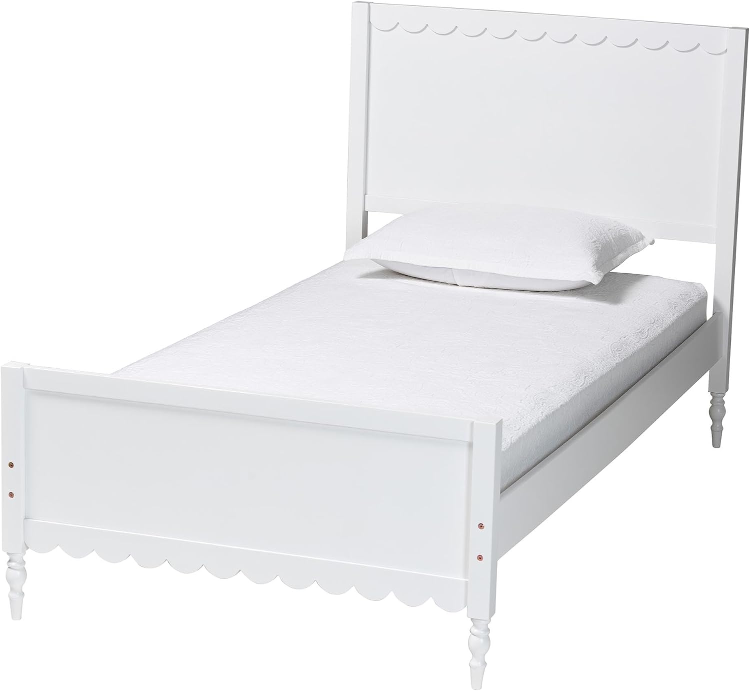 Baxton Studio Roni White Wood 4-Piece Full Bedroom Set with Two Nightstands