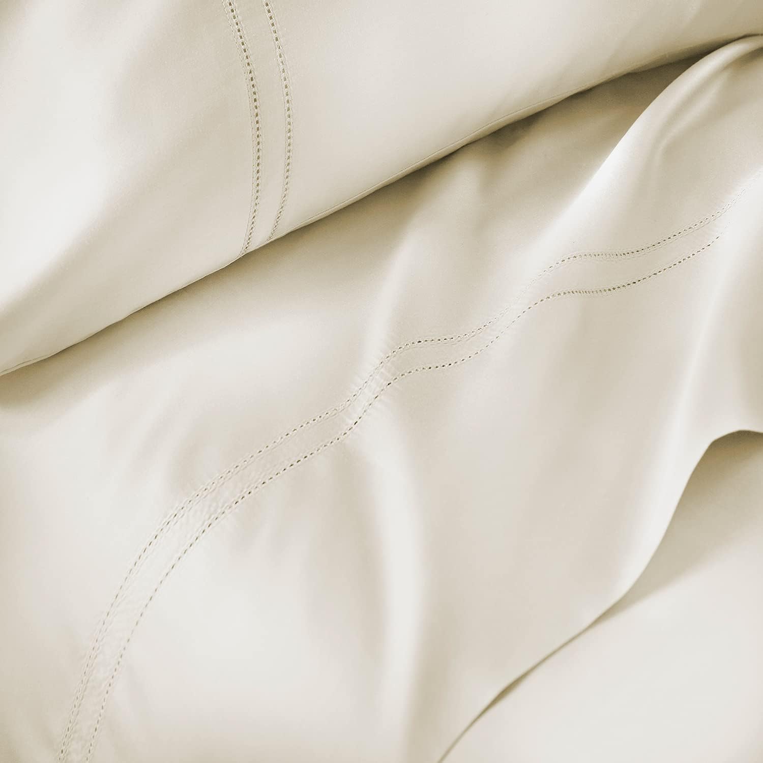 Pure Parima Yalda Sheet Set – 100% Certified Egyptian Cotton, Double-Hem Stitch, Twin XL, Ivory