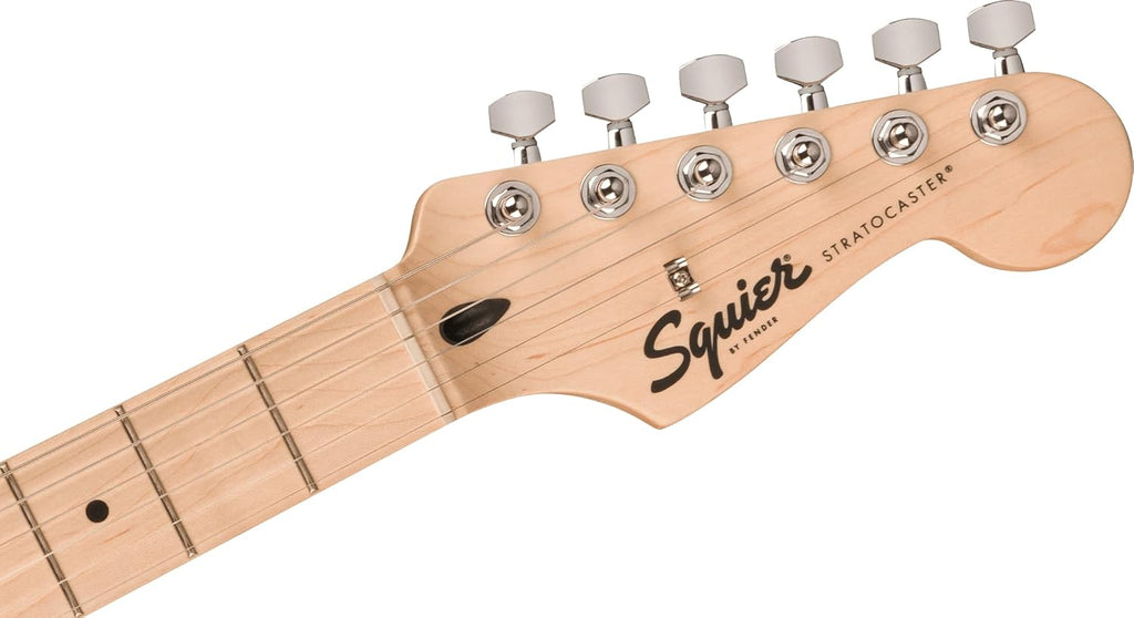 Squire Sonic Stratocaster Electric Guitar, Black, Maple Fingerboard, White Pickguard