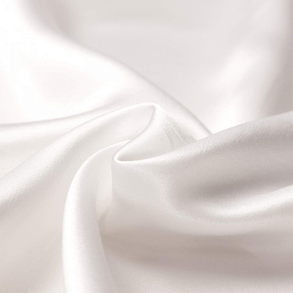 Orose 4Pcs 30 Momme Silk Sheets Set Seamless Custom,Thick, Deep Pocket 100% Charmeuse Mulberry Silk Bedding Top Flat Bottom Fitted (Milky White, King)