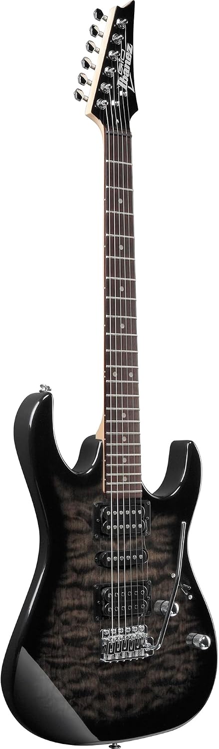 Ibanez GRX70QA RG Gio Electric Guitar - Transparent Black Sunburst Bundle with Amp, Gig Bag, Tuner, Instrument Cable, Picks, Austin Bazaar Instructional DVD, and Polishing Cloth
