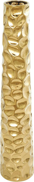 Deco 79 Ceramic Geometric Decorative Vase Bubble Centerpiece Vase with Concaved Circles, Flower Vase for Home Decoration 8' x 8' x 39', Gold