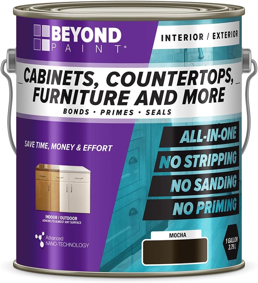 Beyond Paint Furniture, Cabinets and More All-in-One Refinishing Paint Gallon-Color: Mocha - No Stripping No Sanding No Priming