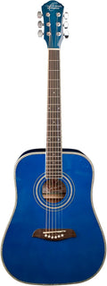Oscar Schmidt OG1TBL-A 3/4 Size Dreadnought Acoustic Guitar. Transparent Blue