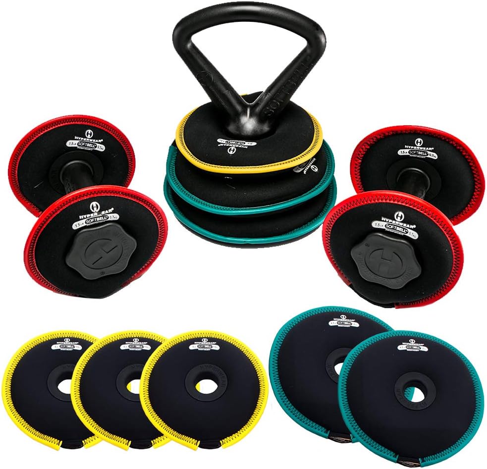 Hyperwear SoftBell® Adjustable Weight System – Modular Home Gym Set Converts to Dumbbells, Kettlebells & Plates, Quiet Soft Weights (3–20 lb or 20–50 lb Sets)