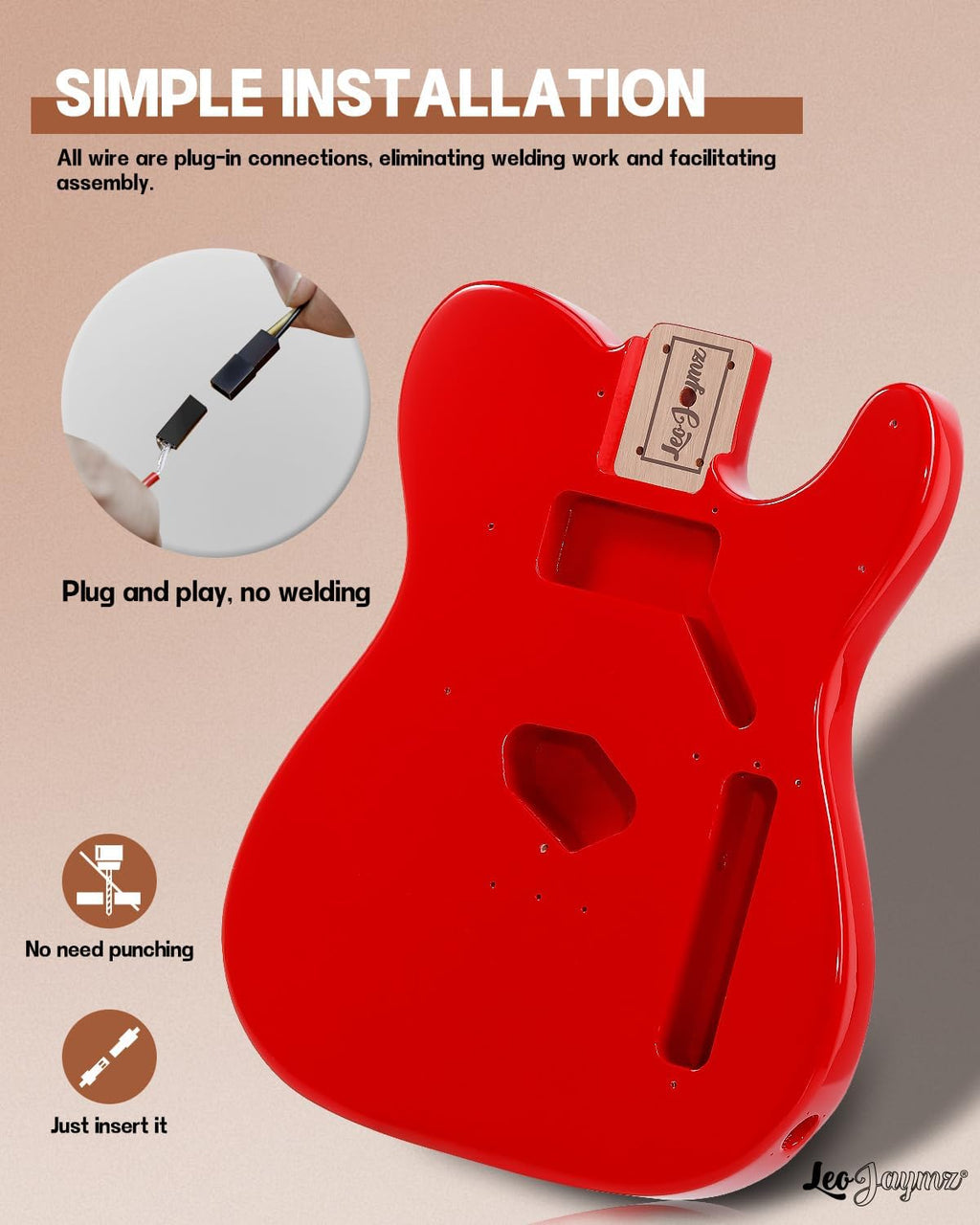 Leo Jaymz Print DIY Electric Guitar Kits (TL Carnival Red (New))