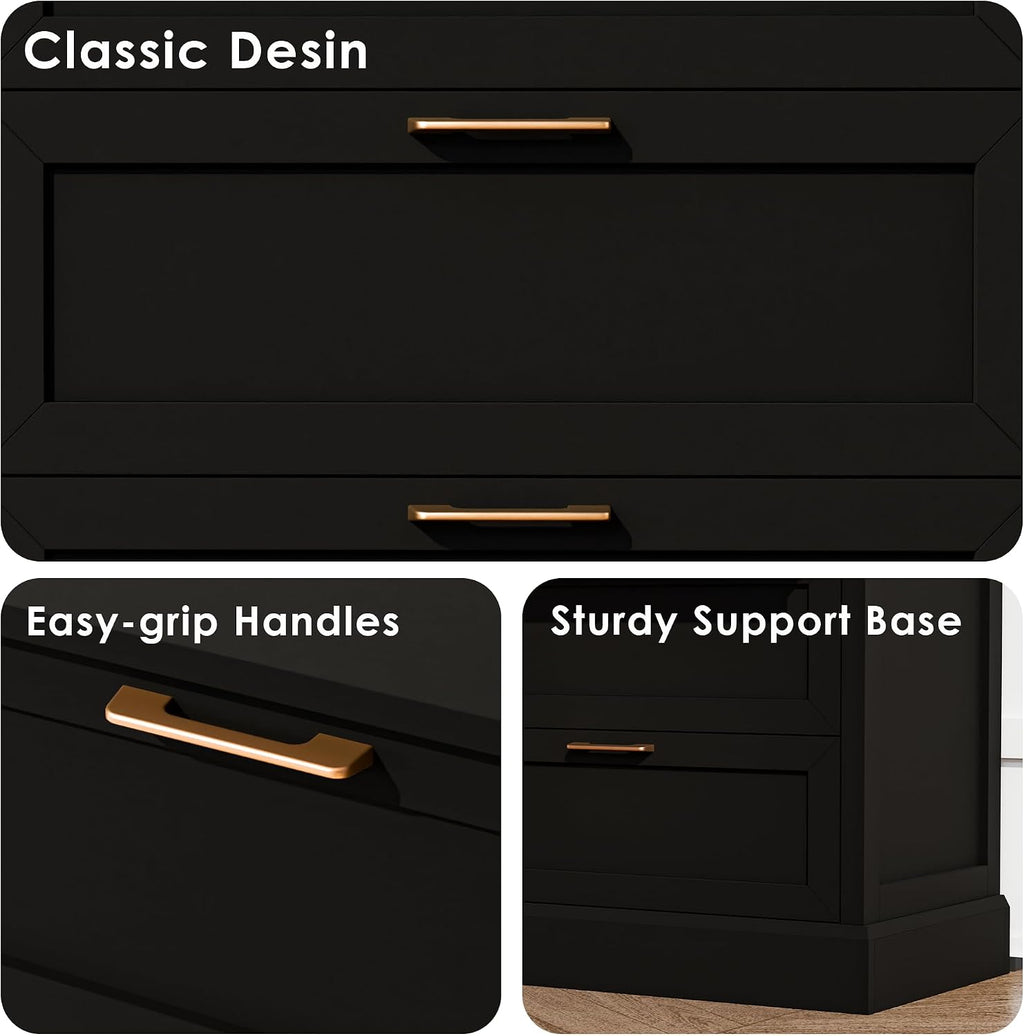 Zamildon's Dresser Bedroom, 55' Tall Dressers for Bedroom with Anti-Tip Device, Black Dresser Modern Storage Closet with Handle for Hallway,Entryway