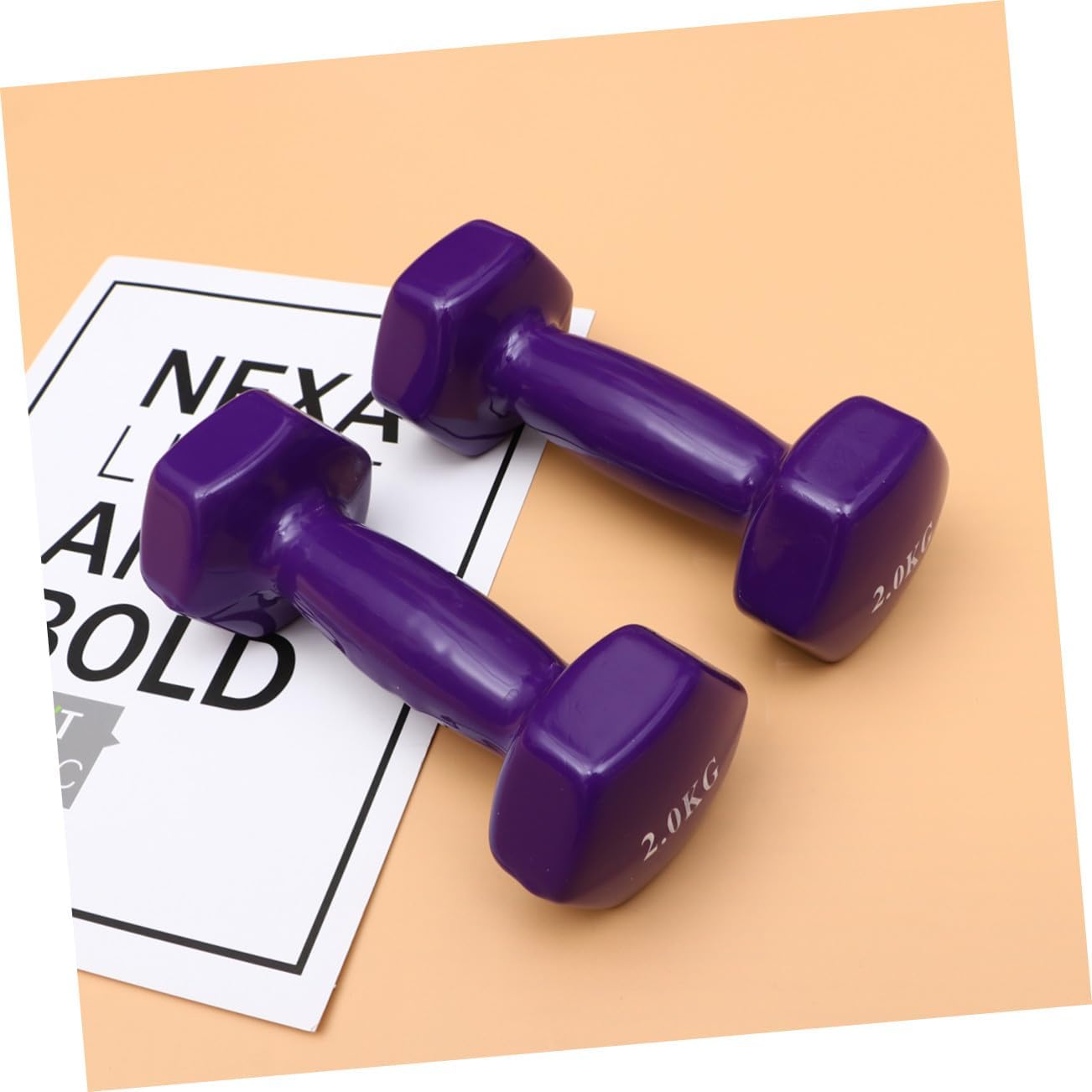 KOMBIUDA 2PCS Purple Plastic Dipping Cast Iron Dumbbells Non-slip Hand Weights Fitness Equipment for Men Women Home Gym Strength Training and Muscle Toning