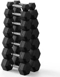 Rubber Encased Hex Dumbbell, Hand Weights with Anti-Slip Cast Iron Grip for Exercise & Fitness, Weights Dumbbells Set of 2 for Strength Training