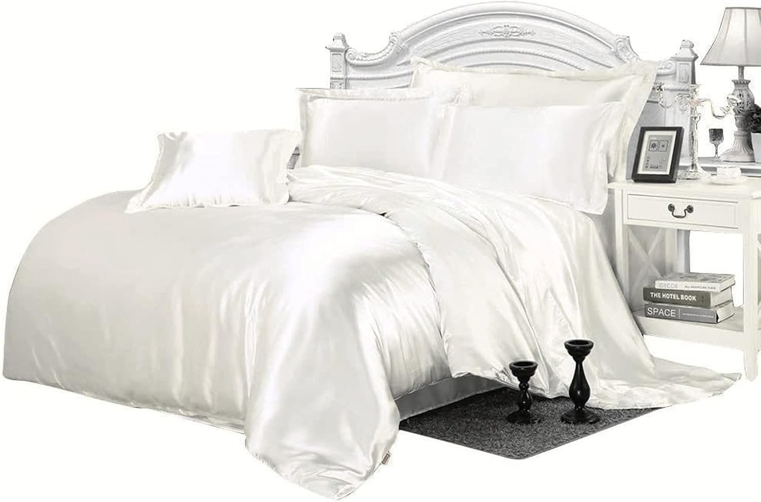 Yarns of Cotton 3 PC All Season Silky Super Soft Comforter Set Luxurious Bedding Set - (1 Comforter, 2 Pillow Cases) King/White
