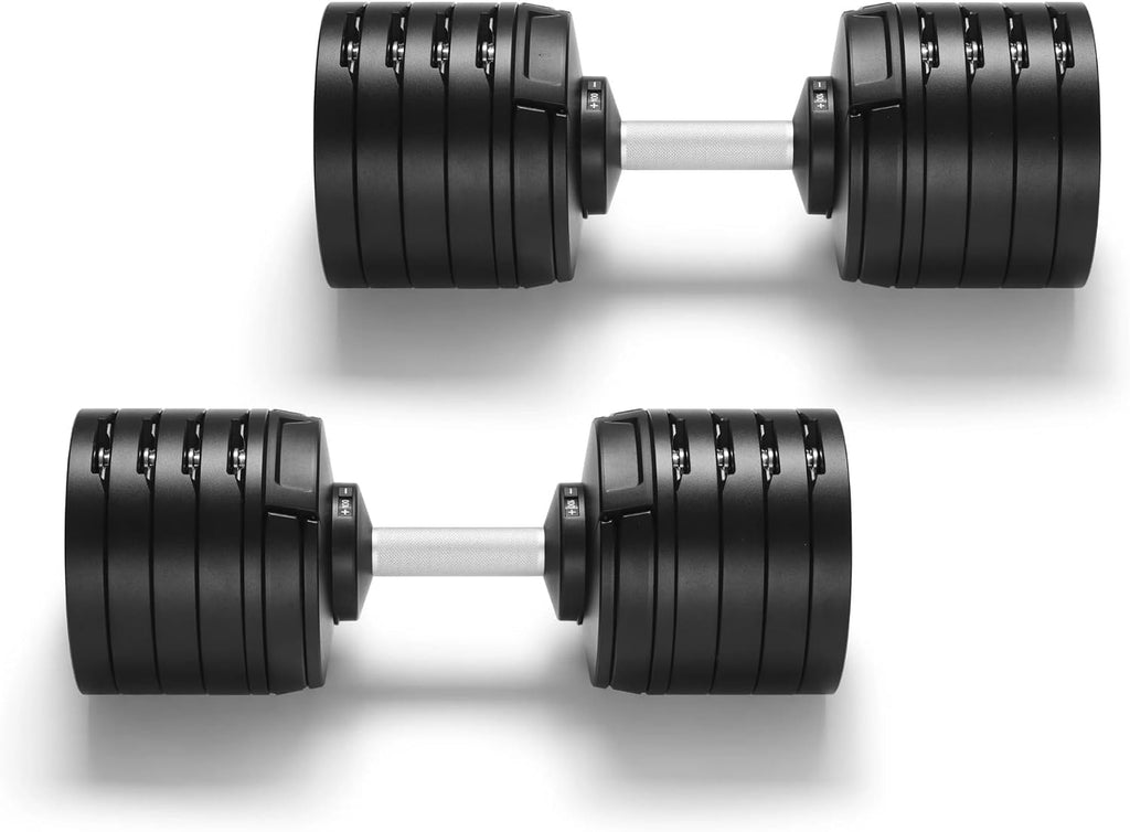 SMRTFT NUOBELL Adjustable Dumbbells 5–100 lb Set | Original NUOBELL | 26 Weights in 1 for Home Gym Strength Training | Steel-Knurled Handle | Space-Saving Dumbbell Set of 2 | 2-Year Warranty