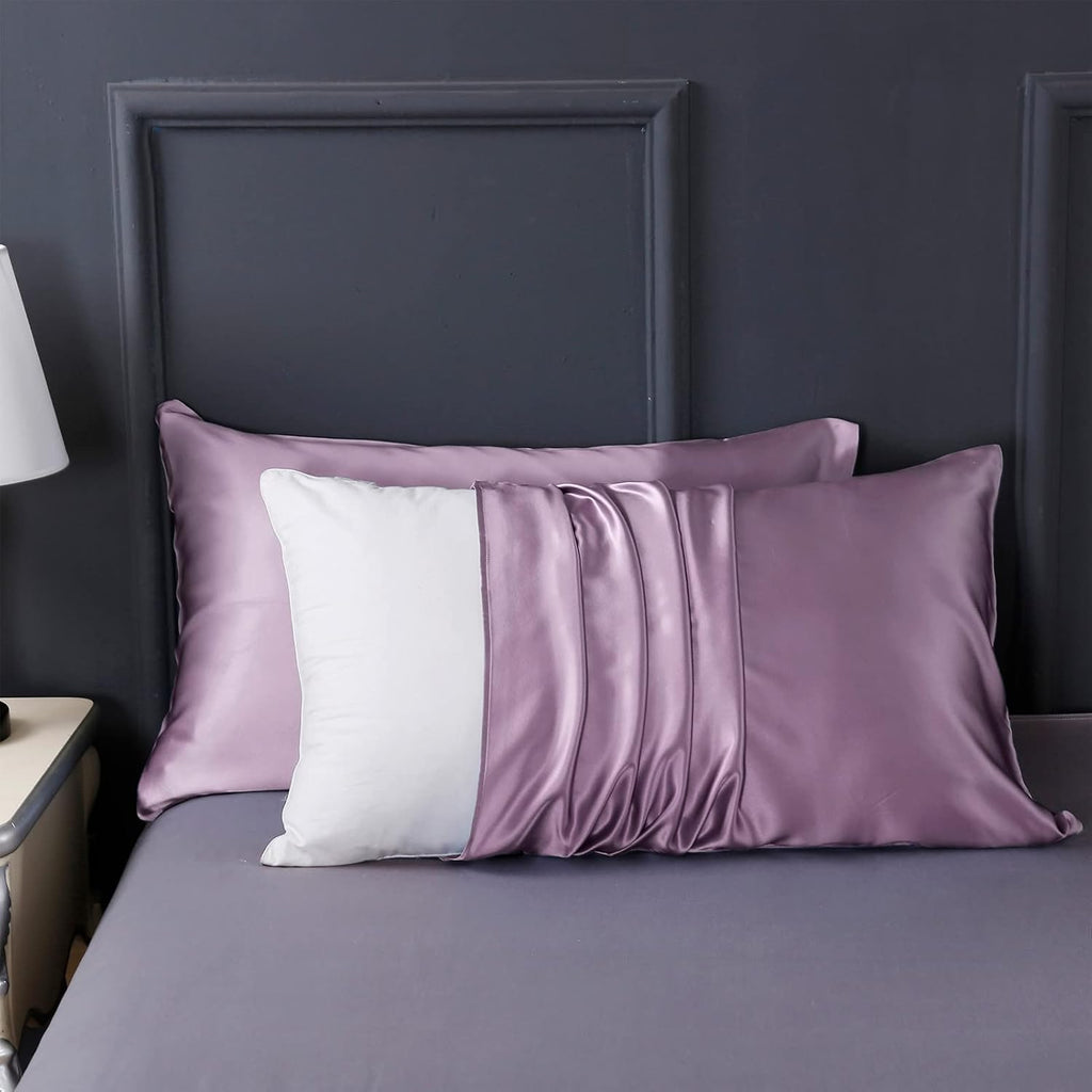 LilySilk 3PC Mulberry Silk Fitted Sheets Set, 6A Grade, 19 Momme, 2 Pillowcases & 1 Deep Pocket Sheet (16 Inch), King Size, Lavender