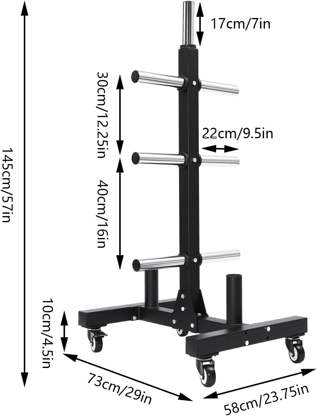 Dumbbell Rack, Removable Plate Rack Tree, Vertical Storage Tree with 4 Universal Wheels, Dumbbell Chip Storage Rack, Storage of Fitness Equipment, Q235 Steel, 500kg/1102.3lbs Load-Bearing