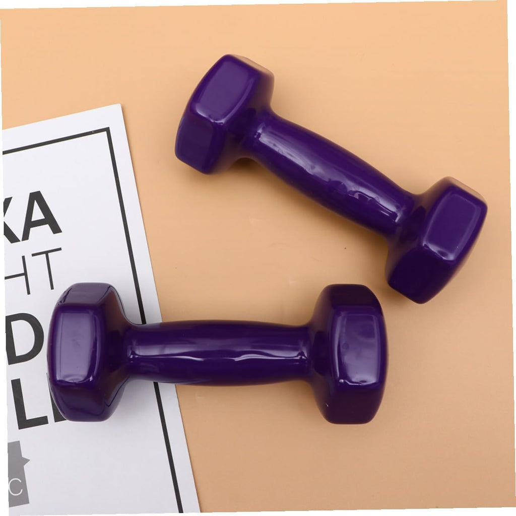 2PCS Plastic Dipped Cast Iron Dumbbells Each Non-slip Hand Weights for Women and Men Unisex Fitness Equipment Gym Training Muscle Strengthening Purple