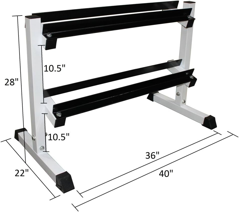 Ader 3-30Lb Grey Hex Dumbbell Set with 2 Tier 36 Inches Rack (3,5,8,10,12,15,20,25,30Lbs)