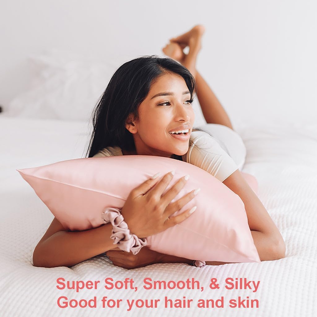 THE COTTON & SILK® 100% Mulberry Silk Pillowcases 2 Pack – 22 Momme, Highest Grade Silk Pillow Covers for Hair & Skin, Set of 2, Zipper Closure with White Piping – King Size, Cream
