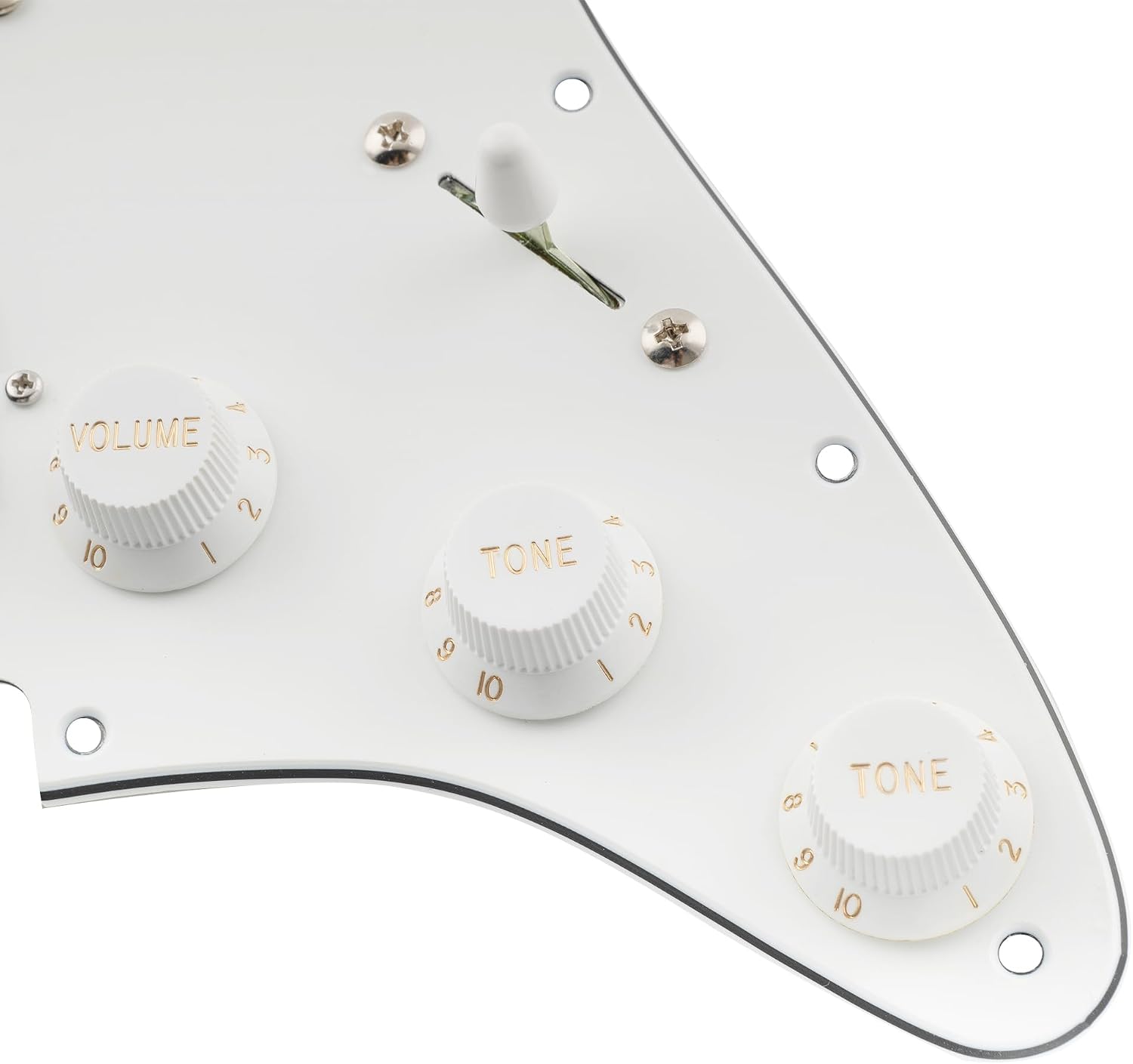 Musiclily Pro Auto-Split HSS Loaded Pickguard ST Prewired Pickguard with Artec Alnico 5 Single Coil Humbucker Pickups for American/Mexico Import Squier Strat Electric Guitar, 3ply White