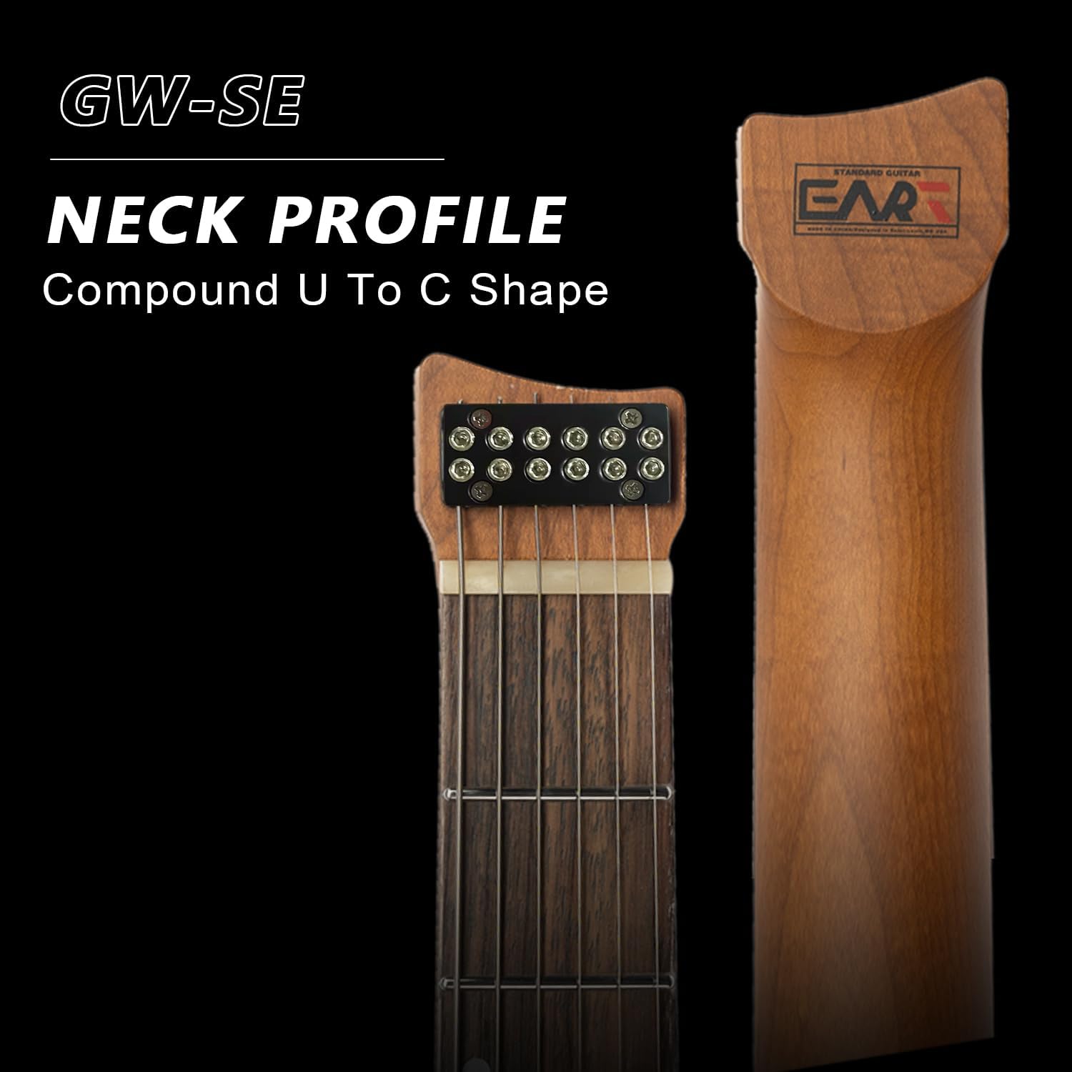 EART GW2-SE Headless Electric Guitar, Solid Electric Guitar Roasted Mahogany Body with Hard Maple Neck Standard Artones-H2SE Pickups,Satin Finish