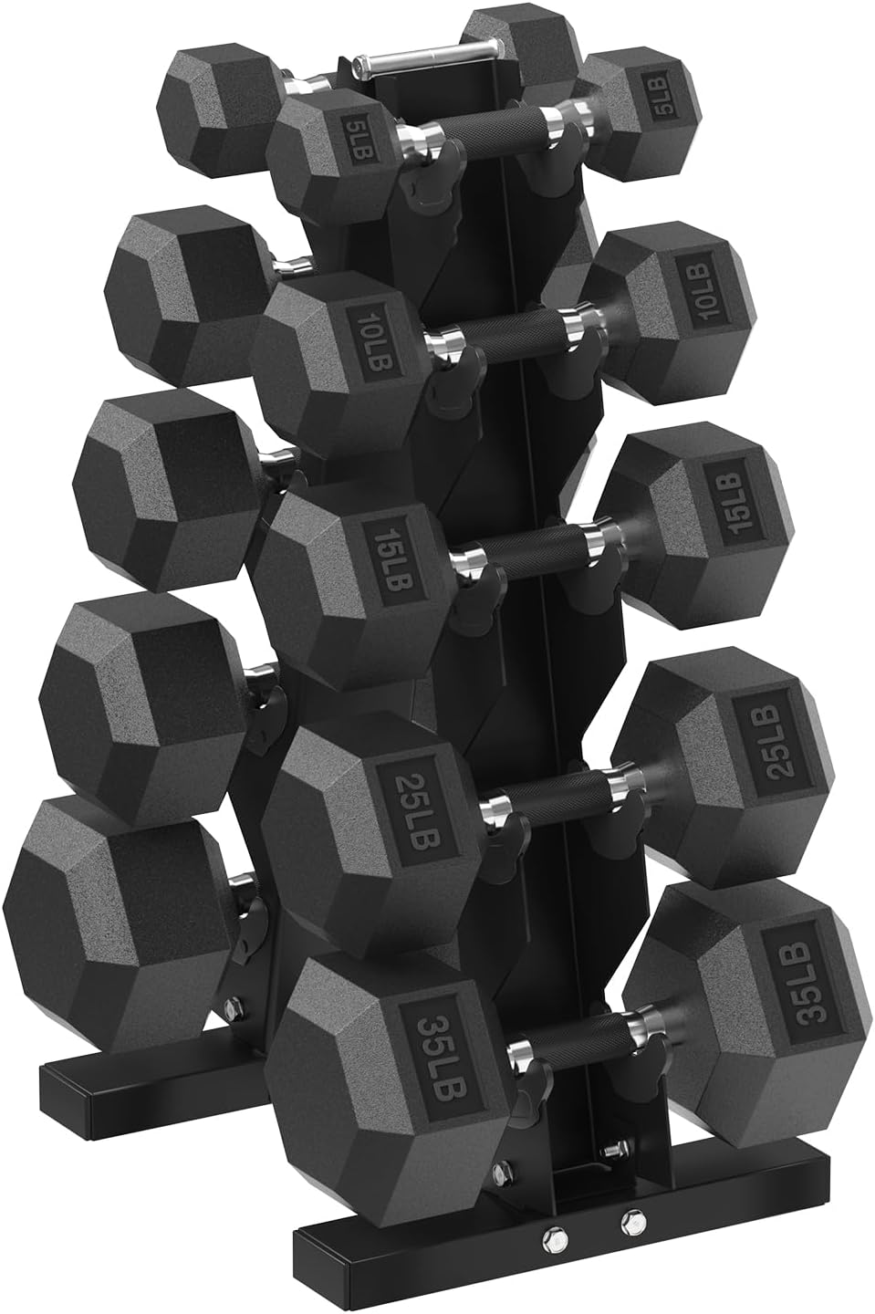 HANDBODE Hex Dumbbell Sets with Rack, 100-165 lb Rubber Encased Dumbbells for Strength Training, Exercise & Fitness, Home Gym Weight Set with Rack
