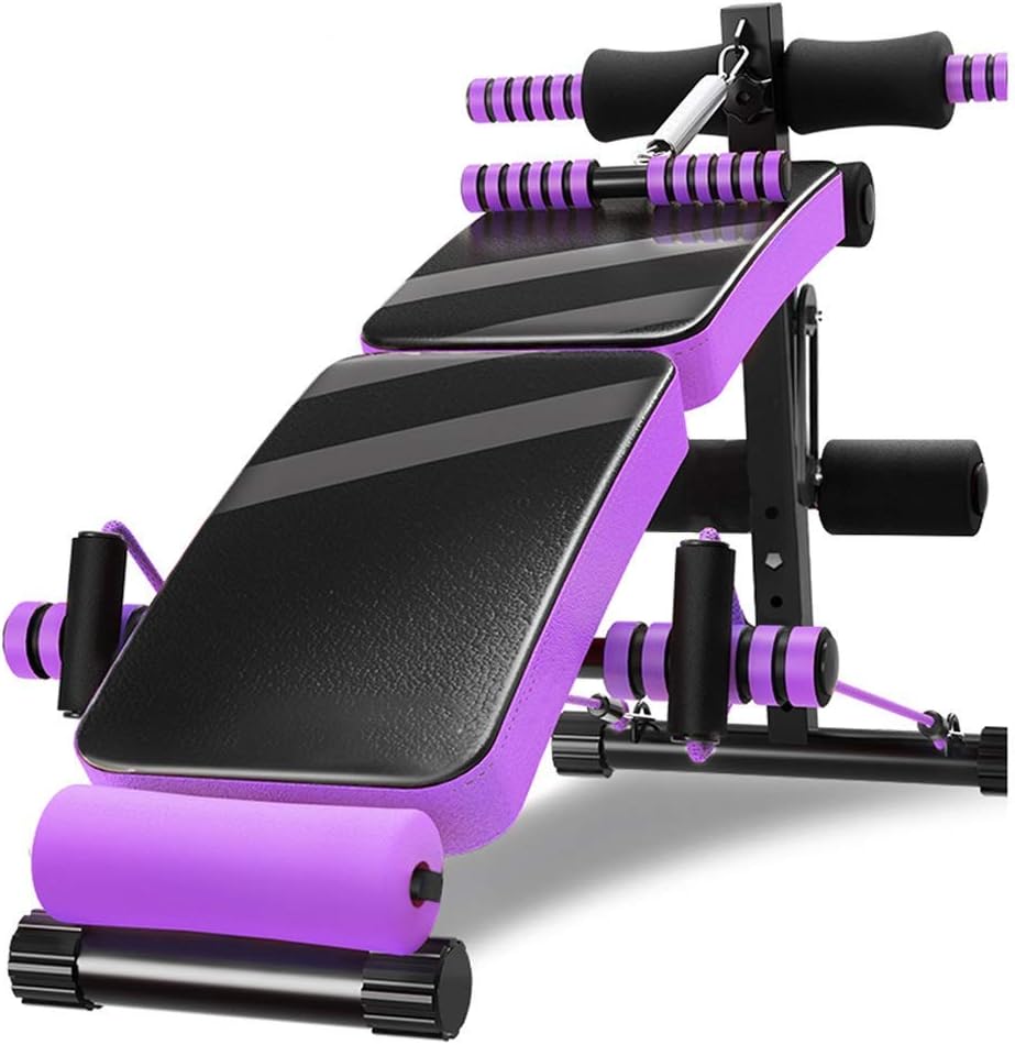 Sit-up Bench Crunch Board Multi-Function Exercise Fitness Workout Folding Kicking Fitness Equipment Dumbbell Bench (Purple)