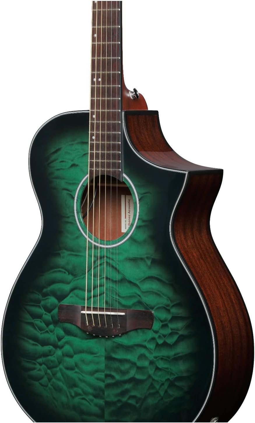 Ibanez AEWC16QA 6-String Acoustic-Electric Guitar (Transparent Emerald Burst)