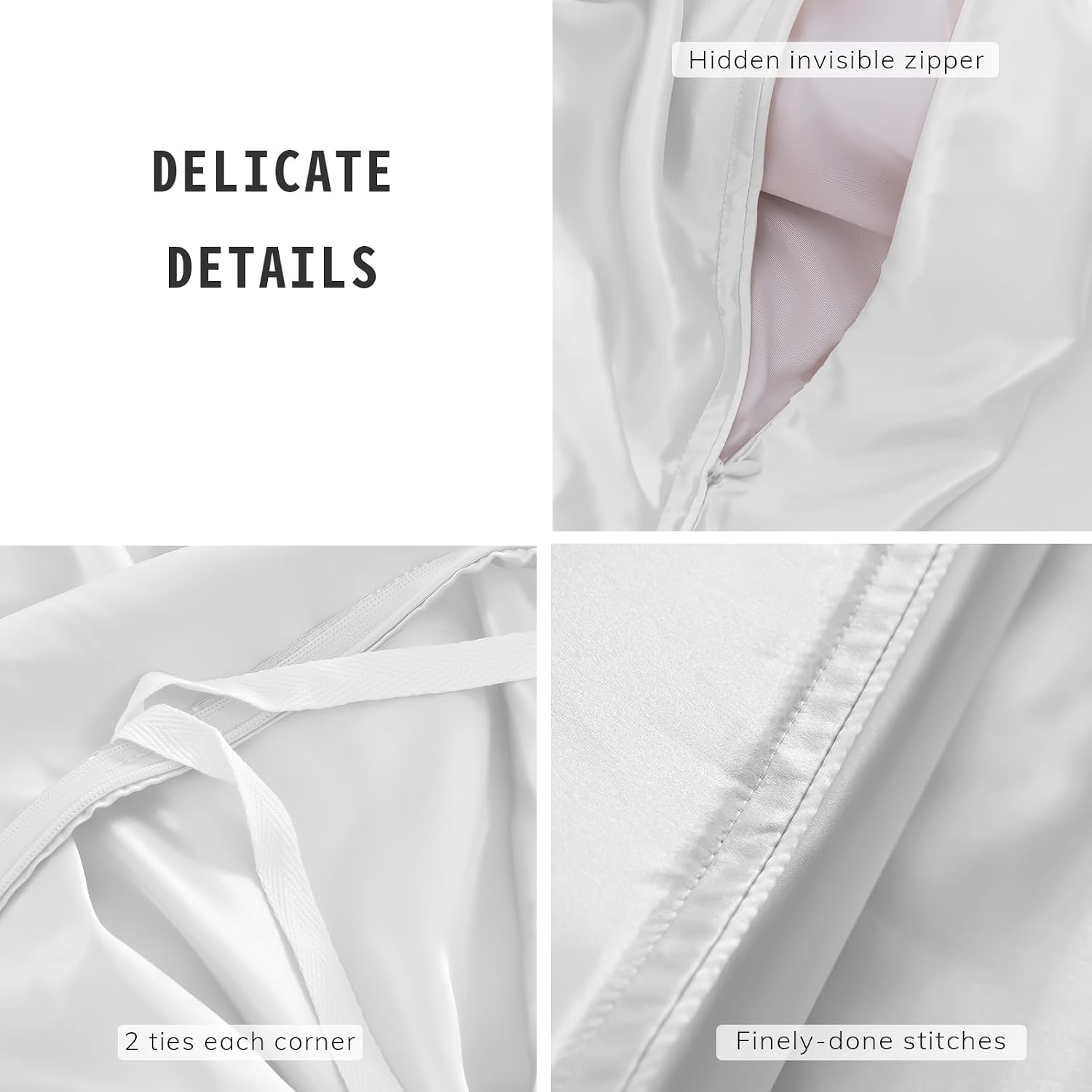 PROMEED 100% Mulberry Silk Duvet Cover Queen Size, Real Grade 6A+ 23 Momme Silk Quilt/Comforter Cover with Zipper and Coner Tie (White, Queen)