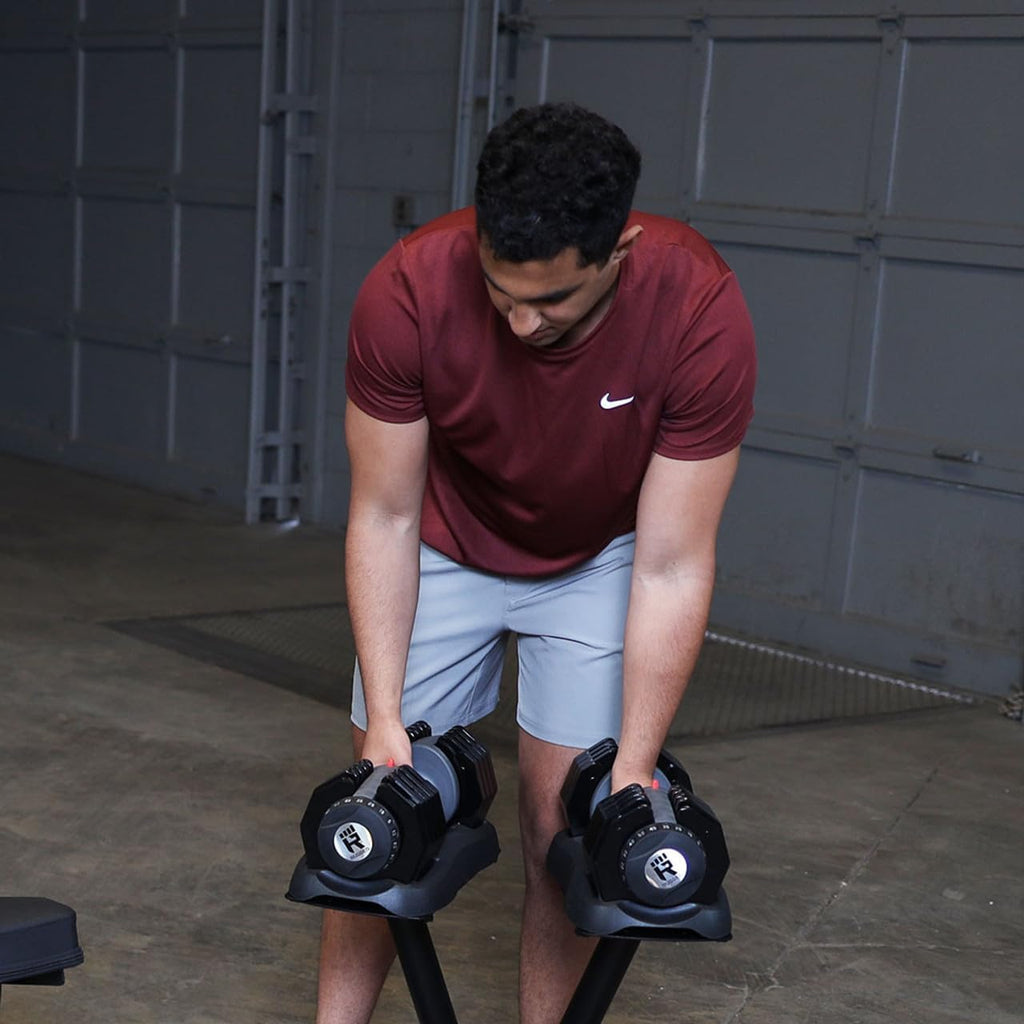 Body-Solid Rugged Adjustable Dumbbell Set, 5 lb. to 50 lb.