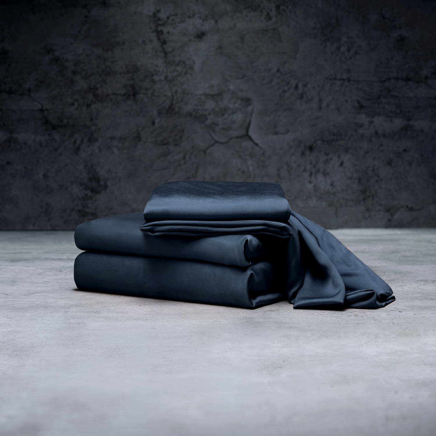 LUXOME Luxury Sheet Set | 100% Rayon (Viscose) from Bamboo | King Size - Navy | Deep Pockets | 4-Piece Set (Fitted, Flat, 2 Pillowcases)