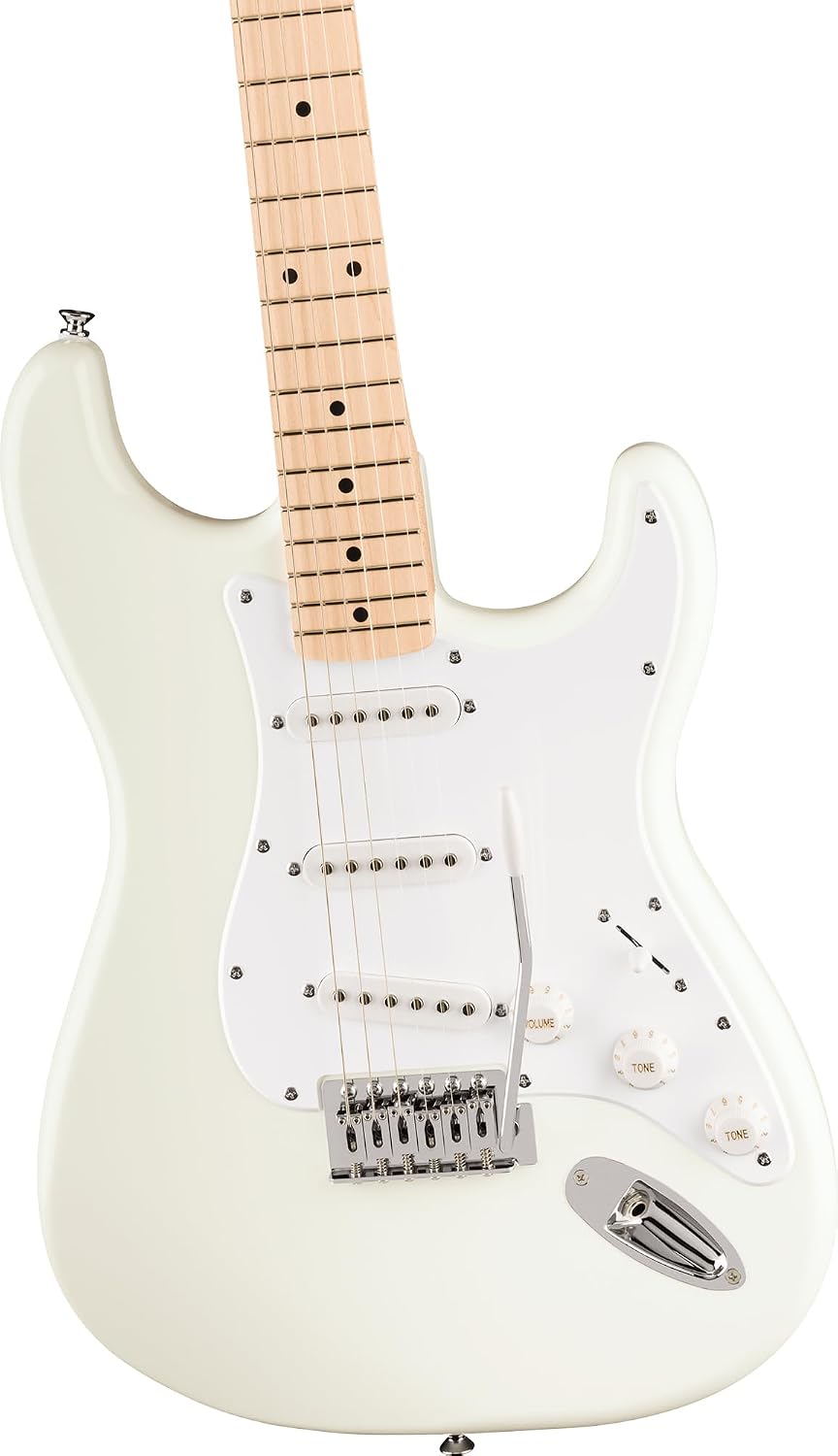 Fender Squier Sonic Stratocaster - Arctic White Bundle with Mustang Micro Headphone Amplifier, Cable, Tuner, Strap, Picks, and Austin Bazaar Instructional Video