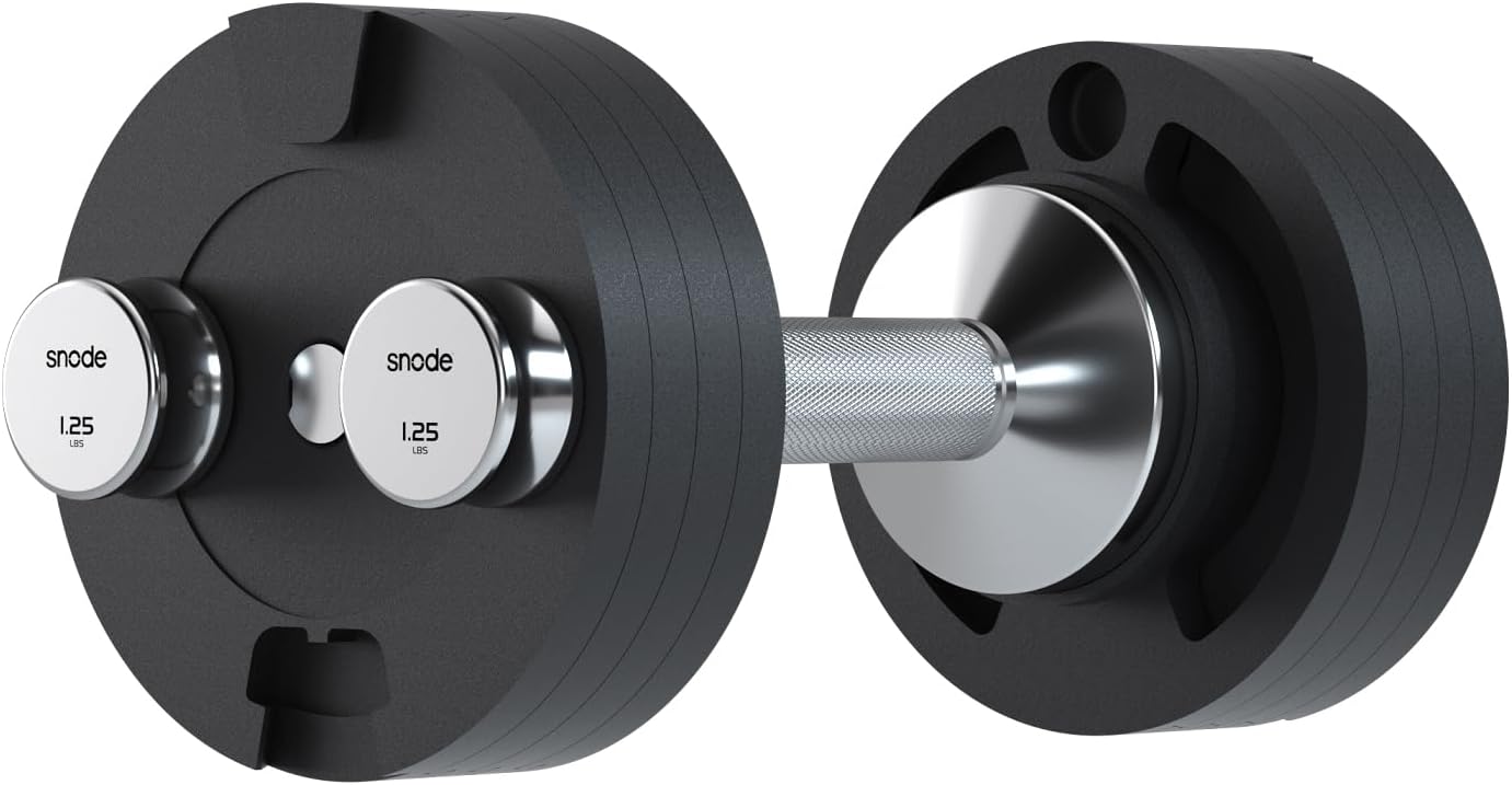 SNODE AD80 Drop Proof 80 lbs Adjustable Dumbbell Set -Adjustable Weights with Cast Iron Plates and Cradle, Knurled Handle, Fast Adjust, Compact Home Gym Equipment for Bench & Press