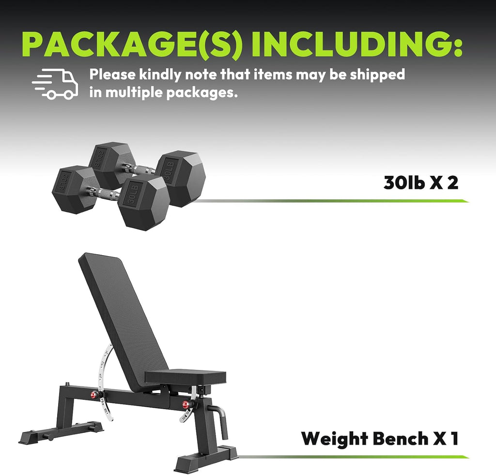 HANDBODE Adjustable Weight Bench for Full Body Workout, 1300 LBS Weight Capacity Bench Press Bench of Home Gym Strength Training, Incline Upright Flat Utility Workout Bench with Fast Adjustment