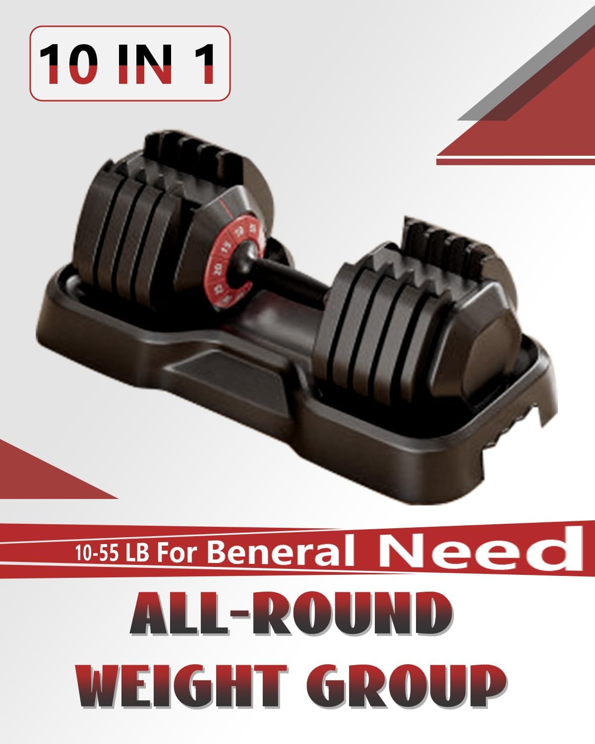 Keppi Adjustable Dumbbells Set, 10-55 Lb Dumbbells with Anti-Slip Metal Handle for Exercise|Fitness,Fast Adjust Weight for Whole Exercise Need