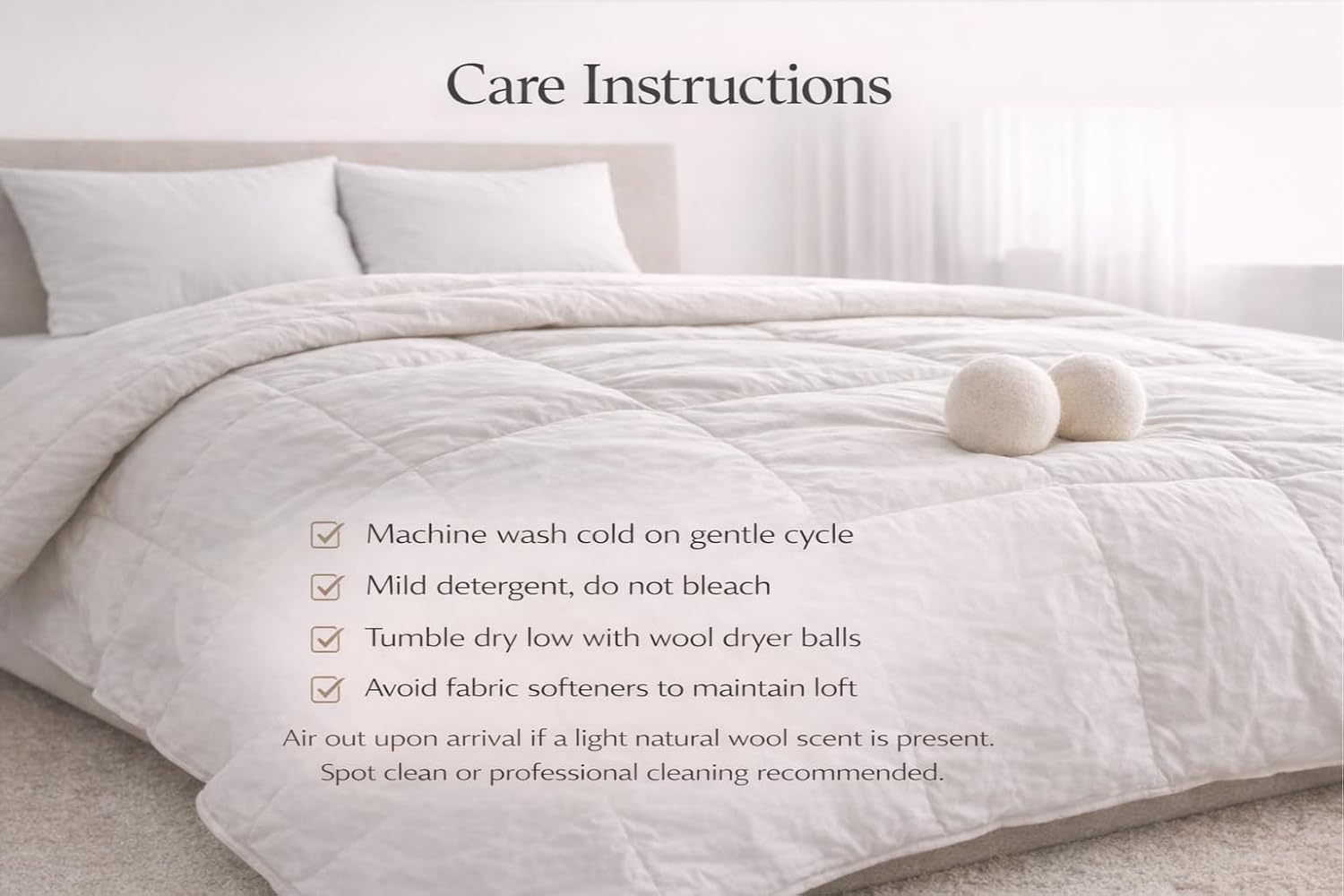 Continental Bedding Wool and Down Blend Comforter All Season Duvet Insert 300 Thread Count 100% Cotton Cover
