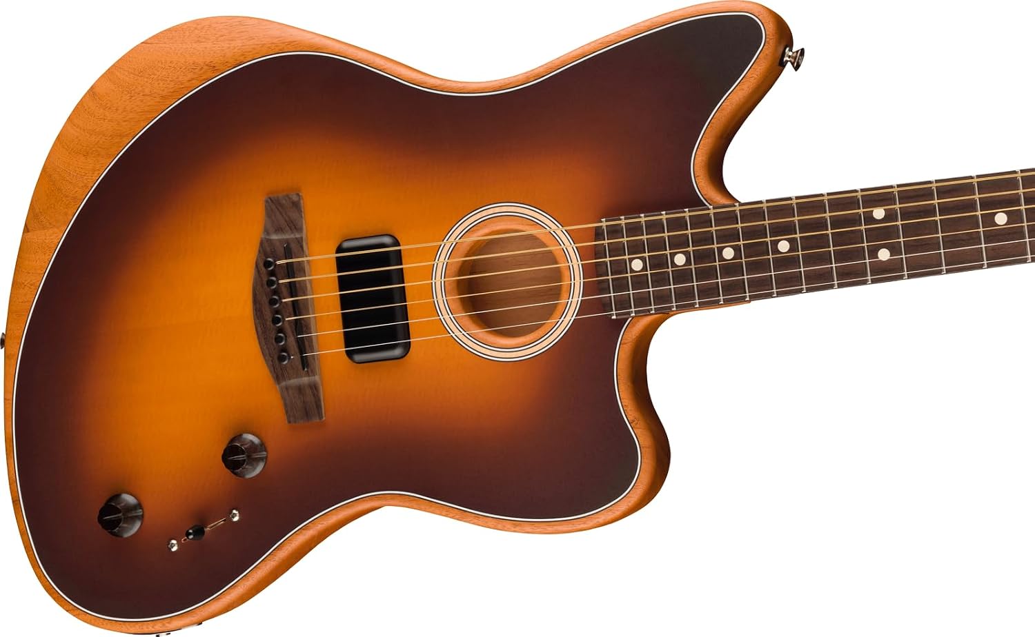 Fender Acoustasonic Player Jazzmaster Acoustic Electric Guitar, with 2-Year Warranty, 2-Color Sunburst, Rosewood Fingerboard, with Gig Bag