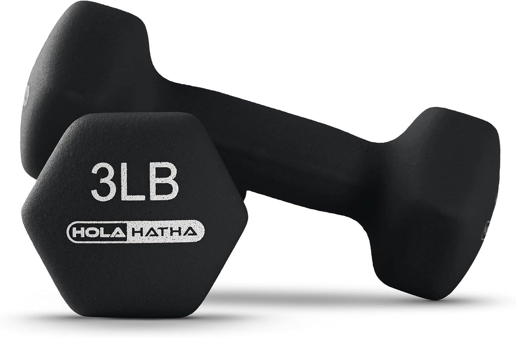 HolaHatha Neoprene Dumbbell Weights Set w/Rack, Home Gym Equipment - Portable Weighted Exercise Dumbbells for Fitness, Training, and Lifting Workouts