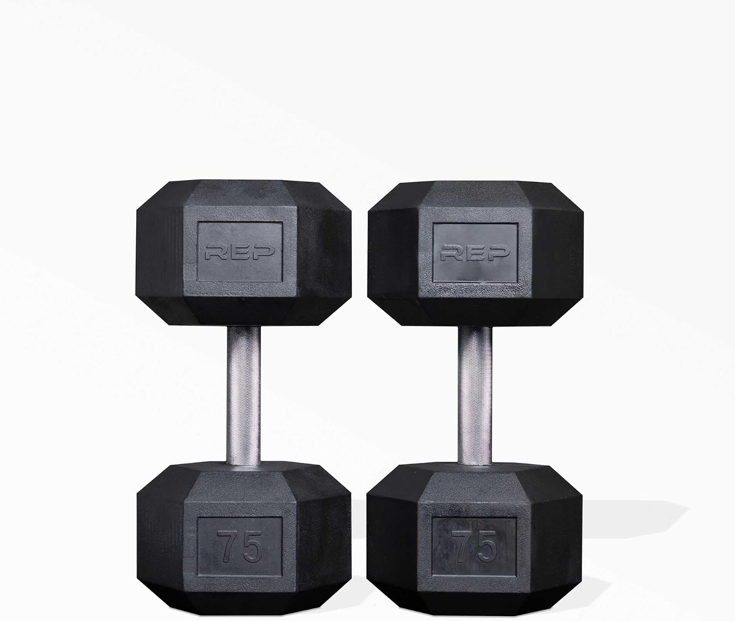Rep Fitness 55lb-75 lb Dumbbell Set- Rubber Hex, Low Odor, Fully Knurled- Made for Heavy Lifting