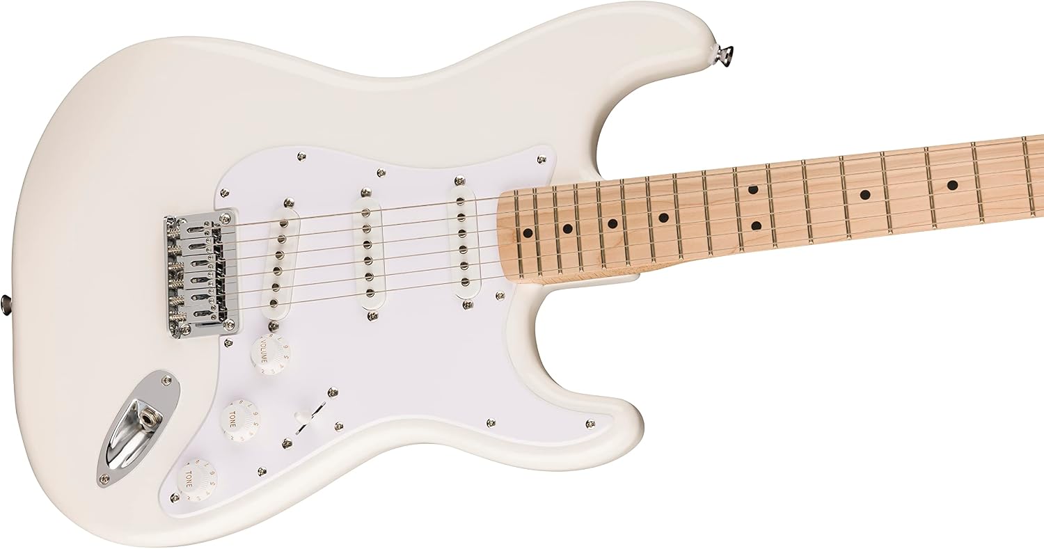 Squire Sonic Stratocaster HT Electric Guitar, Arctic White, Maple Fingerboard, White Pickguard