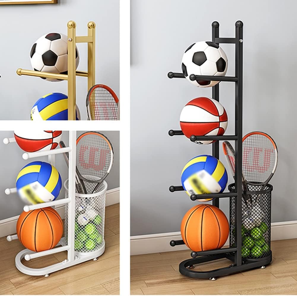 Commercial Gym Exercise Ball Holder Basketball Organizer Ball Storage Rack Freestanding Sport Equipment Storage, for Playground Gym Schools, Football Basketball