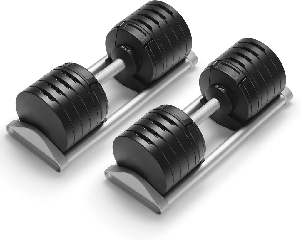 SMRTFT NUOBELL Adjustable Dumbbells 5–100 lb Set | Original NUOBELL | 26 Weights in 1 for Home Gym Strength Training | Steel-Knurled Handle | Space-Saving Dumbbell Set of 2 | 2-Year Warranty
