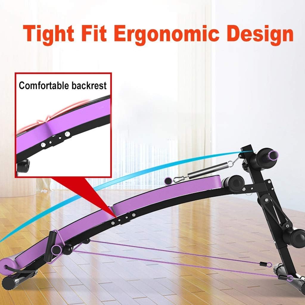 Sit-up Bench Crunch Board Multi-Function Exercise Fitness Workout Folding Kicking Fitness Equipment Dumbbell Bench (Pink)