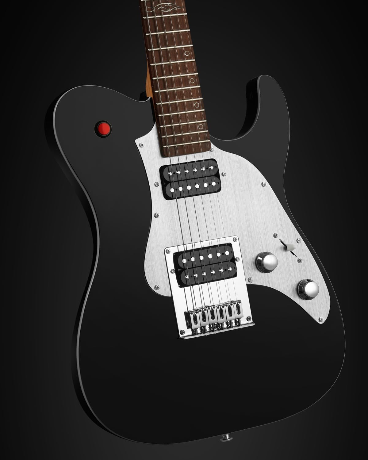 WestCreek TT-50KS Solid Body Electric Guitar, Mahogany Body, Maple Neck, Rosewood Fretboard, Rounded End Frets, Bone Nut, 22 Frets (Black)