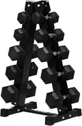 RITFIT Rubber Hex Dumbbells Set with Rack, 180-780LB Heavy-Duty Cast Iron Core, Knurled Chrome Handle, Space-Saving Storage Rack for Home Gym Strength Training