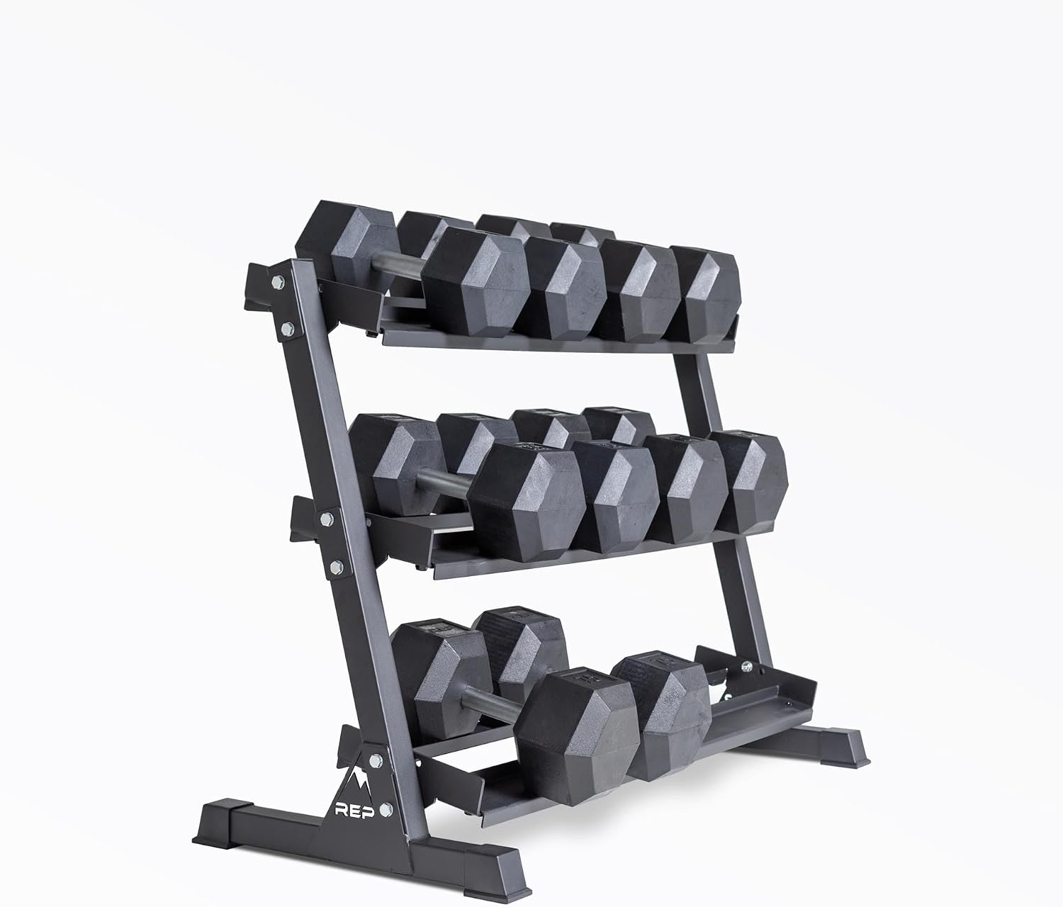 Rep Fitness 55lb-75 lb Dumbbell Set- Rubber Hex, Low Odor, Fully Knurled- Made for Heavy Lifting
