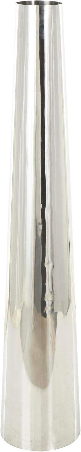 Deco 79 Stainless Steel Metal Decorative Vase Minimalistic Tall Floor Cone Centerpiece Vase, Flower Vase for Home Decoration 9' x 9' x 48', Silver