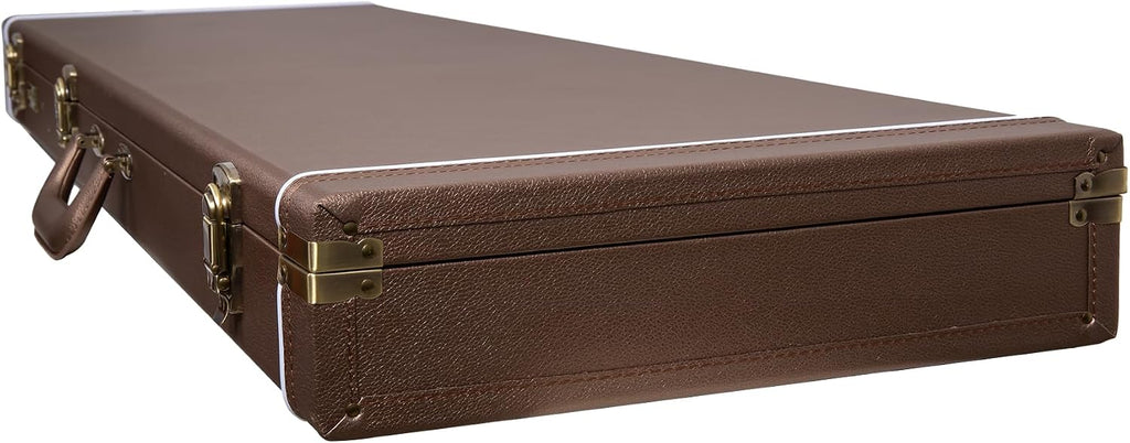 Crossrock Wooden Bass Guitar Case for Fender Precision & Jazz | Chocolate Brown Finish, Purple Velvet Interior, Lock – Designer Series(CRW520BCB)