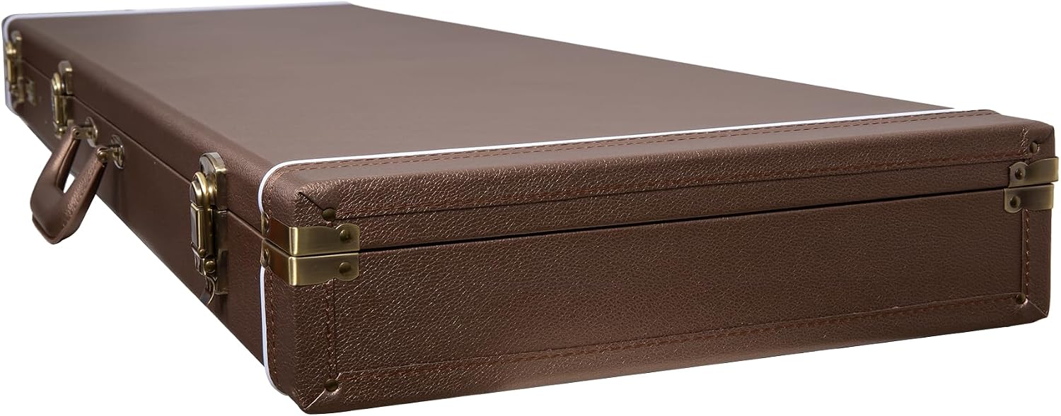 Crossrock Wooden Bass Guitar Case for Fender Precision & Jazz | Chocolate Brown Finish, Purple Velvet Interior, Lock – Designer Series(CRW520BCB)