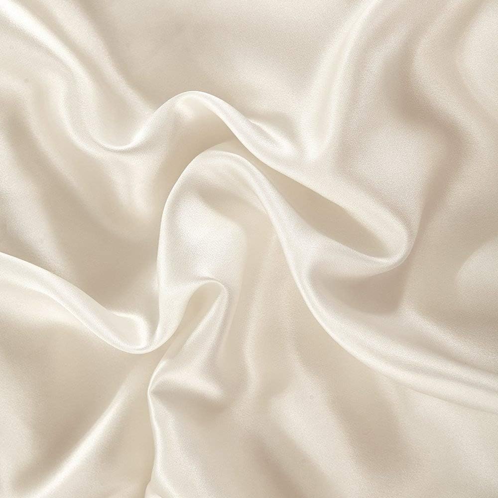LilySilk Mulberry Silk Sheets 4 Piece, 19 Momme, King Size - 1 Flat Sheet, 1 Fitted Sheet & 2 Oxford Pillowcases, 100% Top 6A Grade Oeko-Certified, Ivory