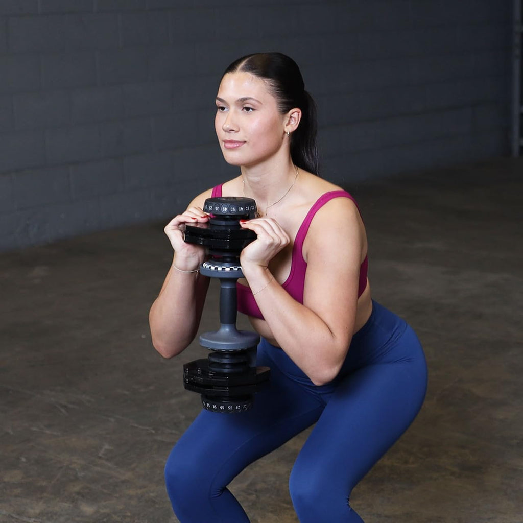 Body-Solid Rugged Adjustable Dumbbell Set, 5 lb. to 50 lb.