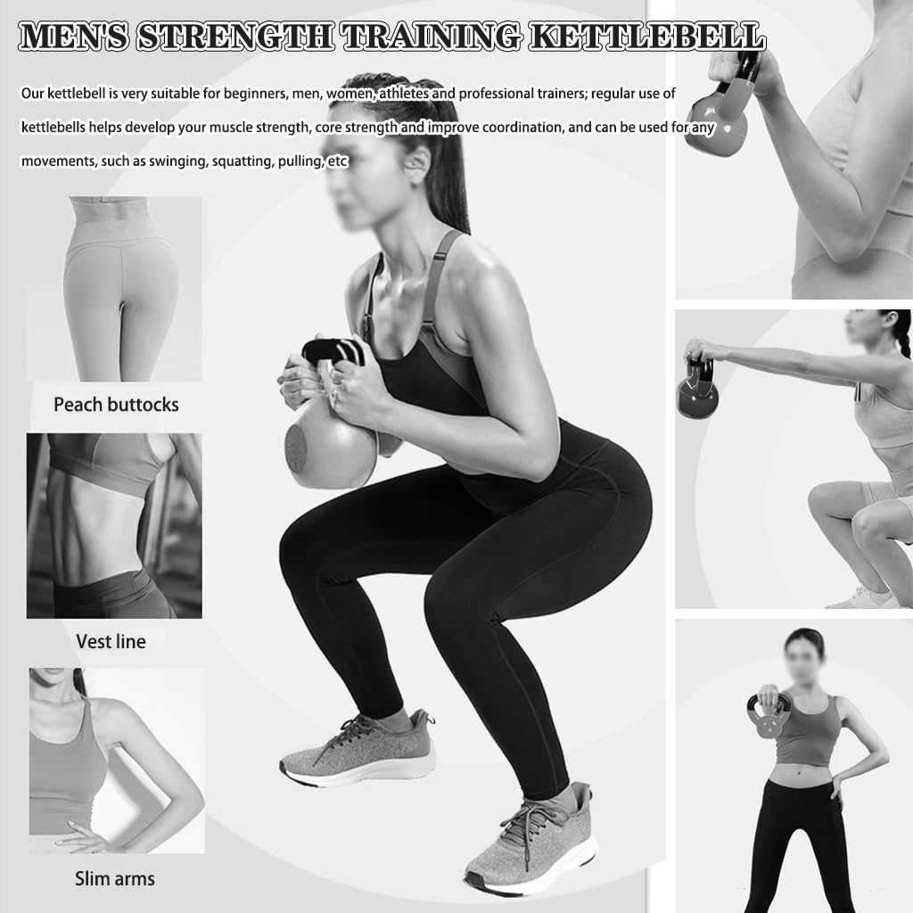 Kettlebell Weights for Women Men's Strength Training Kettle Bells, Beginner Fitness Dumbbell, Squat/Swing/Lunge, Home Exercise Equipment(Brown-35LB)